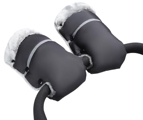 AUPOWER Handmuffs, Stroller Pram Hand Muff Waterproof and Windproof Anti-Freeze Fleece Lined Gloves Universal Hand Warmer for Buggy Pushchair Trailer Bicycle. Black