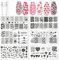 6PCS Valentine Nail Stamping Plates Kit with 1PCS Stamper & Scraper, Heart Nail Art Stamp Templates with Heart Lips Diamond Love Design for DIY Valentine's Day Nail Decoration