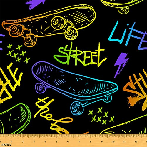 Colorful Scooter Fabric by The Yard Neon Gradient Outdoor Sport Game Scooter Fabric for Kids Teens Boys Street Art Hip Hop Style Fabric for DIY Upholstery and Home Accents 10 Yards