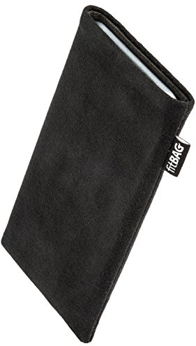fitBAG Classic Schwarz Handytasche für Samsung Galaxy S23 Ultra Tasche aus original Alcantara mit Microfaserinnenfutter | Hülle mit Reinigungsfunktion | Made in Germany