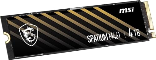MSI SPATIUM M461 PCIe 4.0 NVMe M.2 4TB - Disque SSD Interne 4 to, PCIe 4.0 NVMe M.2, Lecture 5000 MB/s & Écriture 4200 MB/s, 3D NAND, Sécurité des Données Intégrée, Center, 900 TBW, Garantie 5 Ans