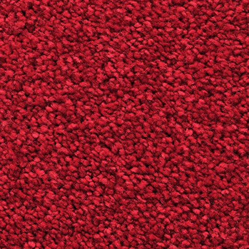 Auslegware Teppichboden für Kinderzimmer und Schlafzimmer in Rot mit Kräuselvelours Oberfläche Meterware weich in 400 cm und 500 cm Breite (5 m x 3,5 m)