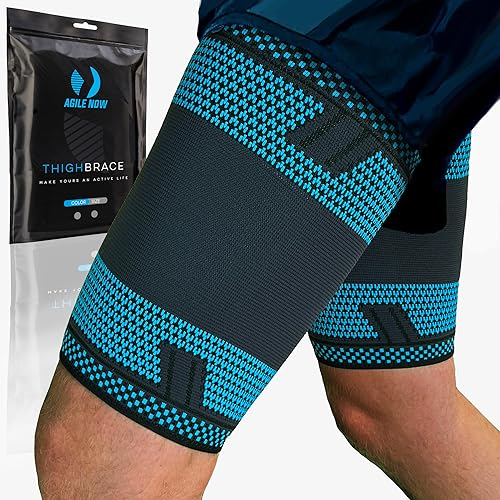 AGILE NOW® Oberschenkelbandage Oberschenkel Kompression Stabilisator, Rutschfest Oberschenkel-Kompressionsbandage für Männer & Damen (2 Stück) M