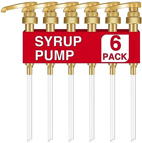 6Pcs Gold Squirt Syrup Pump, Coffee Syrup Pump Dispenser Coffee Syrup Bottle 750ml 25.4oz Syrup Pump for Kitchen Dinning Bar Accessories
