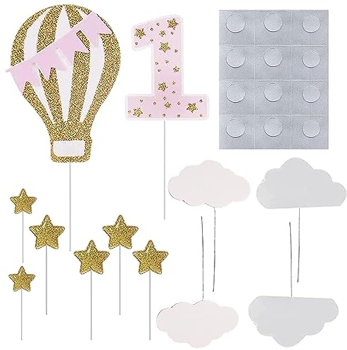 JOCXZI Kuchen Dekoration Happy Birthday Tortendeko 1. Geburtstag Kuchen Topper Happy Birthday Banner Girlande Kuchendeko Cake Toppers für Baby Kindergeburtstag(Pink,1 Set)