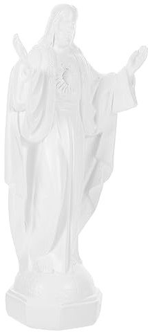 HOMSFOU Harz-Jesus-Statue Desktop-Ornament Weiße Heilige Jesusfigur Dekorative Gottstatue Desktop-Harz-Jesus-Statue Modell Haushalt