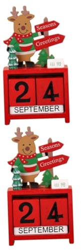EXCEART 2 Stück Holzhandwerk Weihnachtsdekor-Block Kalender Für Schreibtisch Weihnachts-Bastelkalender Countdown-Kalender Weihnachts-Countdown-Blöcke Weihnachtsverzierung