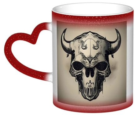 MDATT Kaffeetasse mit Runner-Bull-Totenkopf-Druck, hitzeempfindlich, personalisierbar, Farbwechsel-Tasse, Opa-Geschenk
