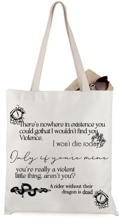 JTOUK Büchertasche mit Zitat Fourth Wing Violent Little Thing, There's Nowhere Tote EU, 13.78 inch x 14.96 inch, Large