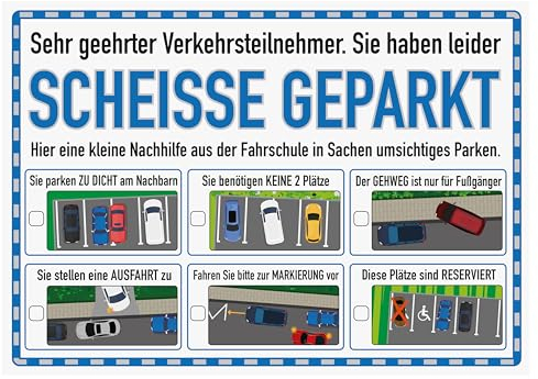 FunX Scheisse Geparkt Knöllchen-Block - 50 Blatt Humorvolle Notizzettel für Falschparker - Geschenkidee für ständig Zugeparkte oder genervte Personen - DIN A6 Strafzettel