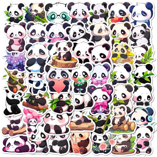 Cartoons Panda Aufkleber Panda Sticker Set 50 Stücke Niedlich Deko für Auto Laptop Skateboard Fahrrad Moped Motorrad Fahrrad Computer,Geeignet für Erwachsene Kinder