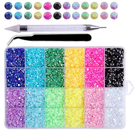 Crystal Nail Art Rhinestones Nail Gems Acrylic Flatback Nail Jewels Nail Diamond For Nail Art DIY Craft Makeup 3d Multi Crystals Halloween Nail Gems Gemstones And Rhinestones Kit For Nails