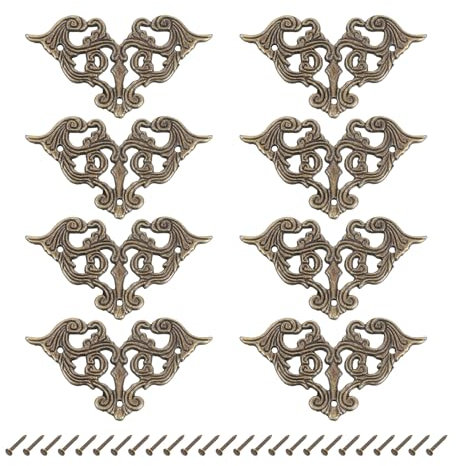 sourcing map Metal Corner Protector, Furniture Decorative Edge Cover, Album Corner Protectors Covers for Box Wooden Case Table Desk, 8 Pcs, Bronze