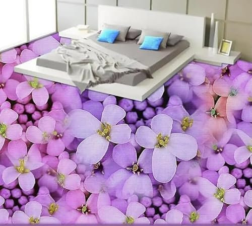 3D-Wandbilder, Tapetenboden, Selbstklebend, 3D-Lila, Warmer Boden, Wasserdichter PVC-Boden, Heimdekoration,200cmX140cm