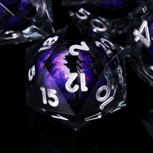 ORUZA 7 Stück Drachenauge Polyedrische Harz Spielwürfel DND Würfel Set D&D Würfel für Dungeons and Dragons RPG MTG Pathfinder Rollenspiel D4 D6 D8 D10 D% D12 D20