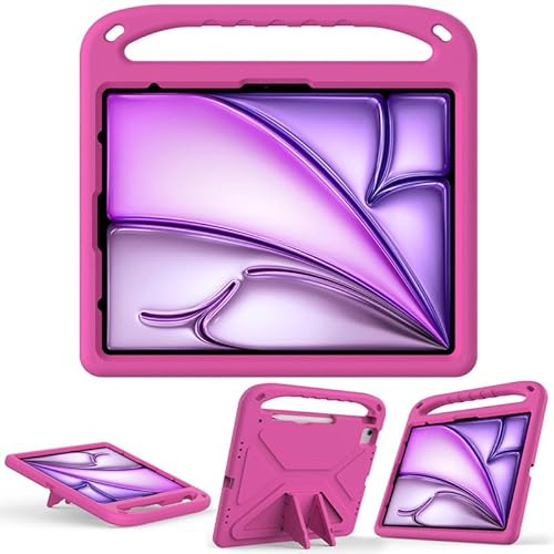 Funda de mesa para iPad Air de 13 pulgadas M4 2024, iPad Pro de 13 pulgadas M2 2024, apta para niños, espuma EVA, ligera, a prueba de golpes, duradera, funda para tablet con soporte de asa, color rosa