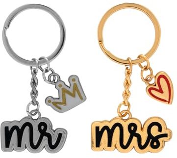 GRUSS & CO Paar-Schlüsselanhänger Motiv Mr. & Mrs. | Geschenkset mit 2 figürlichen Anhängern, auf Geschenkkarte | Hochzeitsgeschenk, für Paare, für zwei | 71074