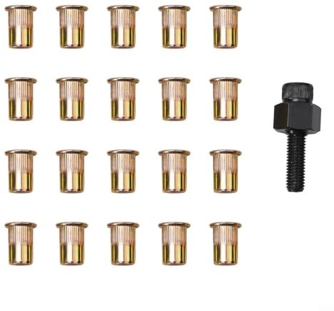 Rivet Nut Gun Tool Kit Protable Rivet Nut Tool Set Hand Riveter Nut Gun Kit with 20Pcs Nuts Included M3-4 M5 M6 M8 M10 Nut Tools with Carrying Case to Make The Work Easier(M6 20Pcs)