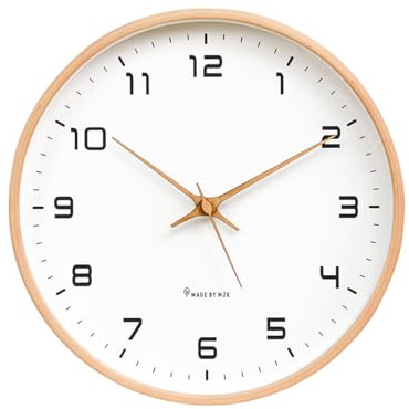 Ergocar Wanduhr, Moderne Stille Ohne Tickende Runde Holzwanduhr Batterie Batterie Angetriebenes Schlafzimmer, Wohnzimmer, Eingang, Küche, Büro