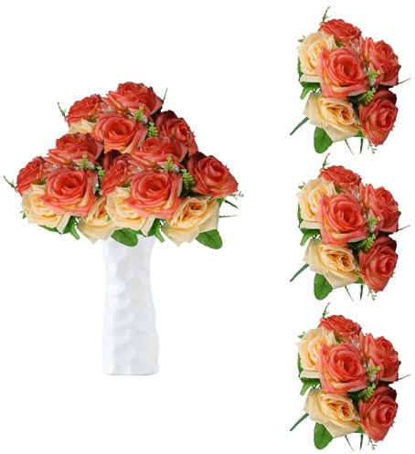 astylishome Fake Blume 21 Stück Rosen Künstlich Realistische Kunstblumen Rose Künstliche Kunstrose für Hochzeitsdeko Brautsträuß Heiratsantrag Geburtstag Büro 0321