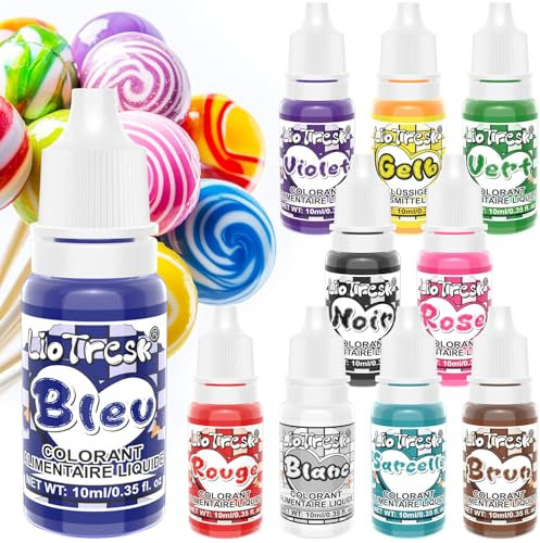 Colorant Alimentaire Liquide - 10 Couleurs Colorant Alimentaire Concentré, Colorant Alimentaire de Gâteau Vibrant Pour La Pâtisserie, Décoration, Glaçage, Cuisine, Slime, Fondant - Végétalien, 10ml