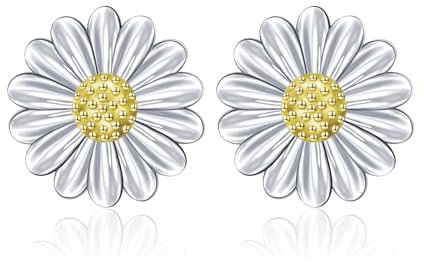 Gänseblümchen-Ohrringe für Damen Sterlingsilber Gänseblümchen-Blume Ohrstecker Blumen Ohrringe Ohrstecker April Geburtsmonat Schmuck Geburtstagsgeschenke