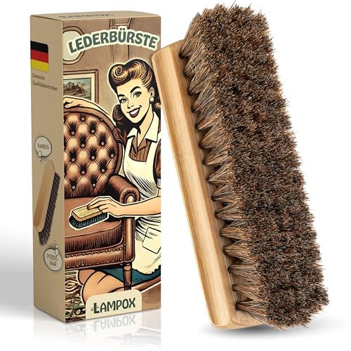 lampox - Lederbürste, Pflegebürste zur sanften Reinigung von empfindlichen Oberflächen, Pflege und Politur von Lederwaren wie Schuhen, Taschen, Möbeln, Autositzen, Sofas