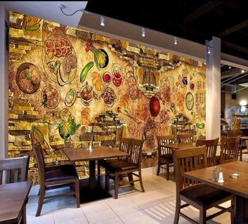 Mur En Briques Pour Aliments Végétaux Papier Peint 3D Intissé Bureau Salon Canapé Chambre Fond Décoration Murale-250cm×170cm