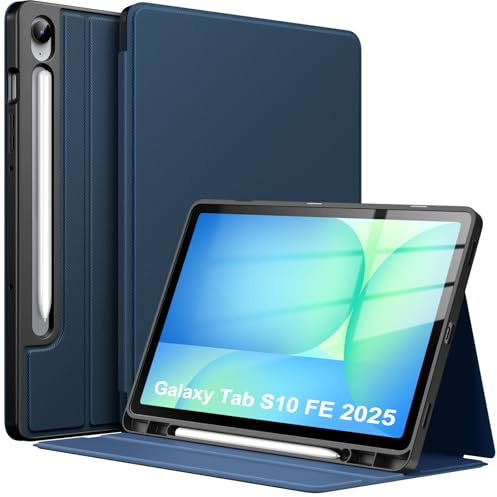 TiMOVO Case for Samsung Galaxy Tab S10 Lite / S10 FE / S9 FE 5G 10.9 Inch with S Pen Holder, Multi-Angle Viewing Stand Cover with Soft TPU Back, Auto Wake/Sleep, Navy Blue