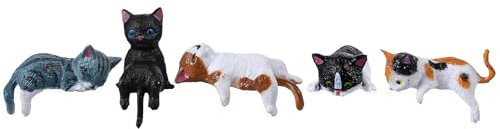 DOPENSPI 5 teiliges süßes Katzen Auto Innenzubehör, Miniatur Katzen, Rückspiegel Ornamente, Armaturenbrett Dekorationen, Fahrzeug Innendekor für Katzenliebhaberinnen