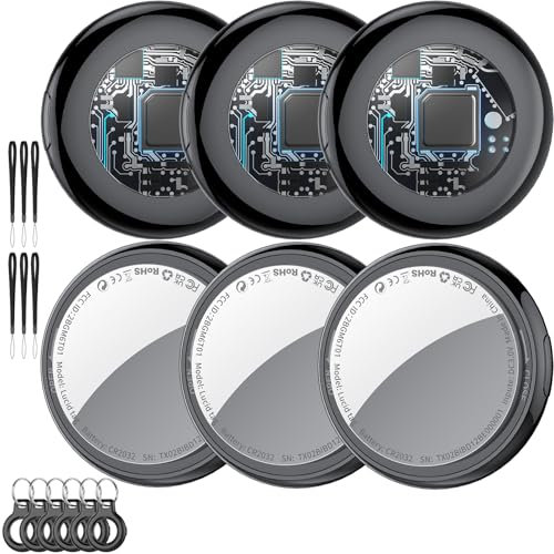 Tukio Air Tracker Tags Bluetooth Item Finder-6 Pack, Compatible with Apple Find My APP (iOS Only), 100dB Beep, Smart Tag Replaceable Battery, air tag and Locator for Keys/Luggage/Bags/Wallets. Black