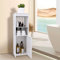 HUOLE Armoire de Salle de Bain, Petit Meuble de Rangement pour Toilettes, Armoire Toilettes Porte Brosse WC Meuble de Salle de Bain sur Pied en Bois, 25 * 20 * 80cm-Blanc