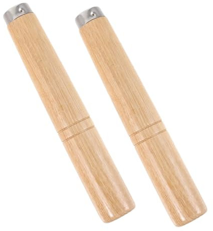 PRETYZOOM 2 Pièces Cuillère à friture spatule manche de casserole en bois manche de spatule domestique manche de spatule de cuisine accessoire de casserole poignée de poêle le fer Kaki