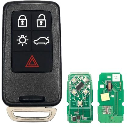 Funkschlüssel 5 Tasten für Volvo XC60 S60 S60L V40 V60 S80 XC70 434MHz ID46 | FCC ID: KR55WK49264,PCF 7945 ,Funk-Fernbedienungsschlüssel, Car key remote,Ersatzschlüssel mit Transponderchip