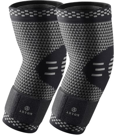 ABYON 2er Pack Ellenbogenbandage mit Gurt für Männer und Frauen bei Tendinitis, Tennisarm, Golferarm, Arthritis, Linderung von Gelenkschmerzen, Arm-Kompressionsmanschetten