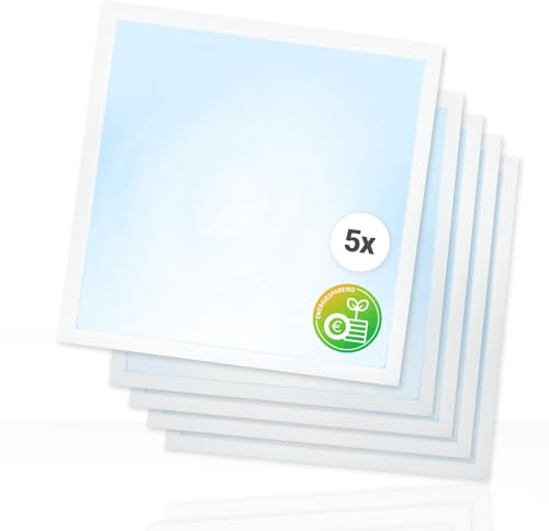 Xtend EcoLight 5x LED Panel 62x62cm 6000K Tageslichtweiß 25W 4500lm | Rasterleuchte Energieeffiziente Deckenleuchte Klasse A Netzteil BLs2.0