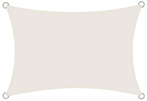 Rivenlo Toldo Vela Rectangular 2x3 m, Vela de Sombra Impermeable 3x2 m Protección Rayos UV PES Toldos para Exterior Terraza Patio Jardín, Crema