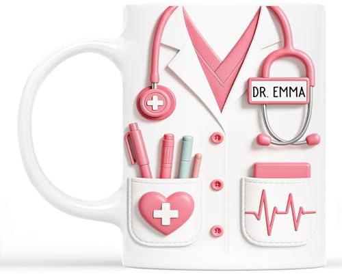 Cadeau Plus Mug Personnalisé Prénom - Devenir Docteur/Infirmière - Cadeau Infirmiere, Tasse Aide Soignante, Cadeau Aide Soignante Femme, Tasse Infirmière (Modèle #1)