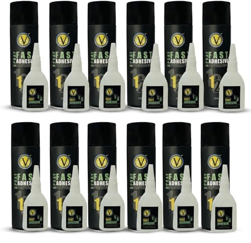 CVS 100g Super Glue with Activator Spray Set + 500ml Activator Aerosol | Fast Strong Bonding Glue, Mitre Bond Adhesive for Wood, Plastic, Metal, Glass & Ceramic | All Purpose Super Glue Kit (12)
