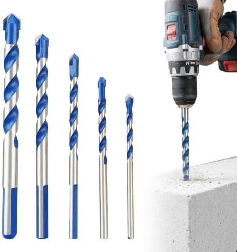 5 Pcs Concrete Drill Bit Set Masonry Drill Bit Set, 4-10mm with Storage Box | Durability Carbide, Shockproof, Accurate, Multi-Function, for Plastic Glass Brick Tile Marble Granite Wood Cement Wall