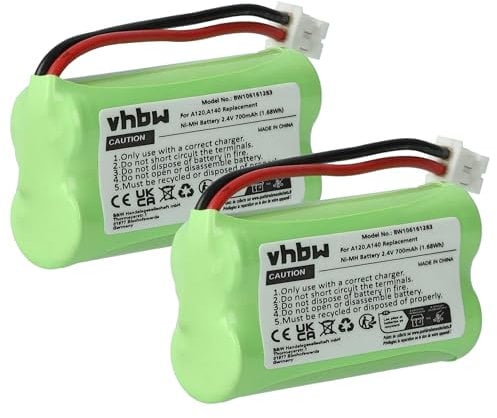 vhbw 2X Akku kompatibel mit Siemens Gigaset A240, A245 schnurlos Festnetz Telefon (700 mAh, 2,4 V, NiMH)