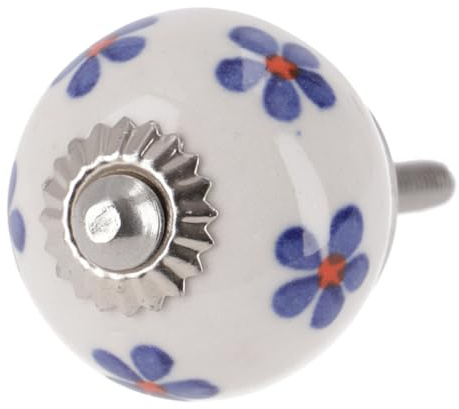 Keramik Möbelknopf, Möbelgriff, Schranktürknöpfe, handbemalt, Modell 101 | Durchmesser 3 cm, Gewinde M5, 4 cm lang, ideal für Schubladen.