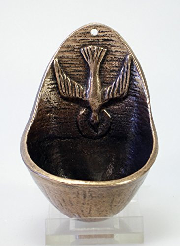 Weihbecken aus Bronze - mit einer Taube als christliches Symbol - Höhe 10 cm