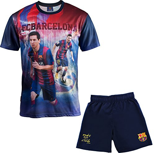Ensemble Maillot + short Barça - Lionel MESSI - Collection officielle FC BARCELONE - Taille enfant garçon - 4 ans - Bleu