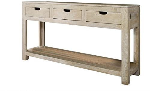 Akazie massiv Möbel Holz Konsolentisch Massivmöbel Nature White #90 getüncht