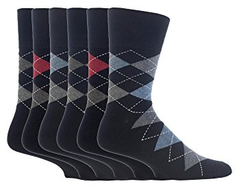 Gentle Grip | 6 Pairs Men's Everyday No Elastic Cotton Socks | Size 6-11 UK (MGG39)