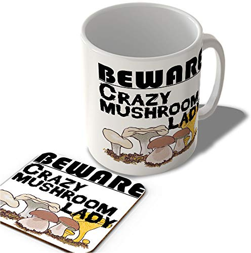 McMug - Crazy Mushroom Lady - Mug and Coaster Set, Ceramic, 11fl.oz.