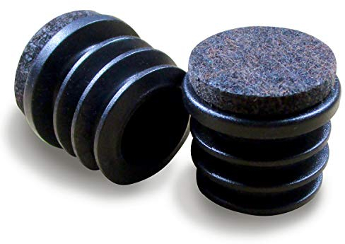Ajile® - 16 Stck. - 16 mm AUßENDURCHMESSER Schwarze Lamellengleiter/Möbelstopfen für Rundröhre mit Filzgleitfläche - ERF116-FBA