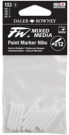 Daler-Rowney FW Technical Marker Nibs, Plastic Bag, 0.04-0.08in - 1-2mm, round, Set 103, 12pcs
