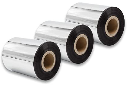 vhbw 3x Thermotransfer-Band kompatibel mit TSC TTP-247, TTP-246M Plus, TTP-268M Drucker Etikettendrucker, Wischfest, 80 mm x 300 m, Wachs-Plus Schwarz